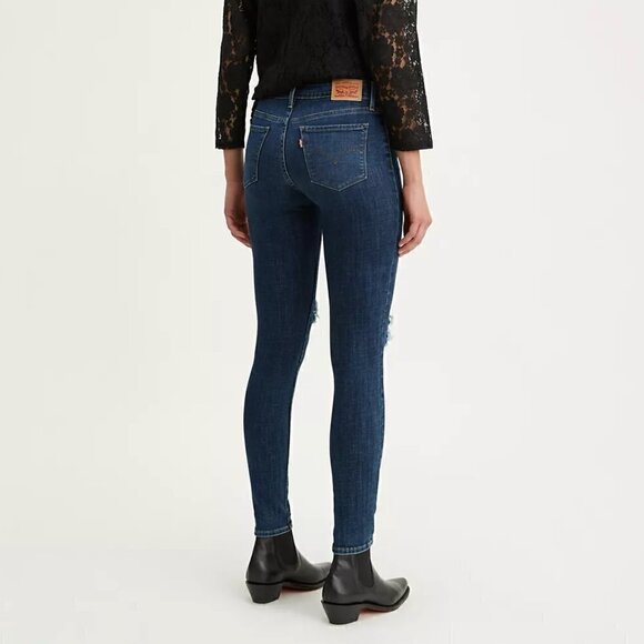 NWT Levi's Jeans 711 Mid Rise Skinny Distressed Dark Wash Size 30 - Picture 2 of 9